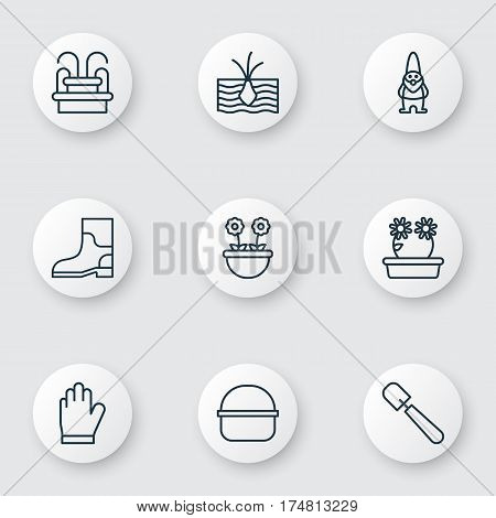 Set Of 9 Plant Icons. Includes Herb, Package, Shovel And Other Symbols. Beautiful Design Elements.