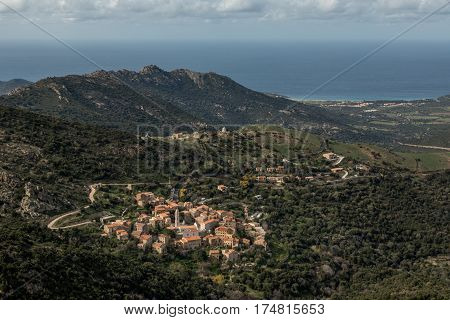 Village Of Palasca In Balagne Region Of Corsica