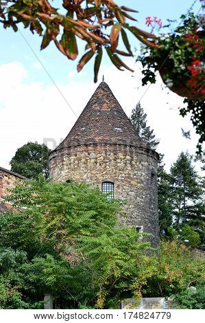 Old medieval Kaptol turret in Zagreb Croatia
