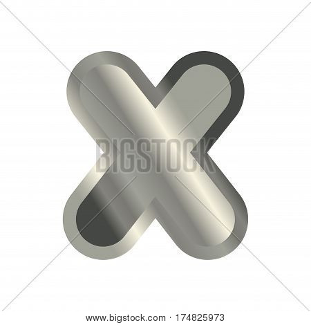 Letter X Steel Font. Metal Alphabet Sign. Iron Abc Symbol. Chromium Lettering. Silver Typography