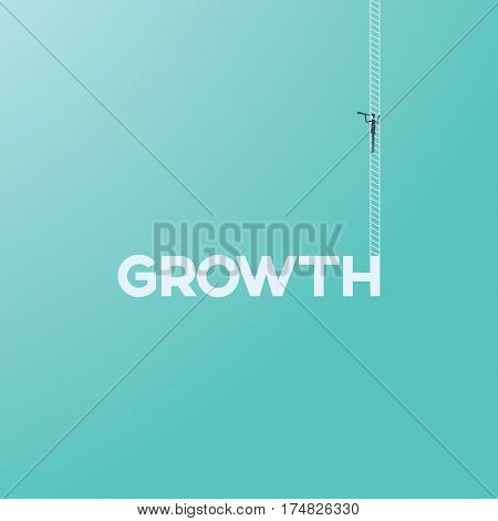 Business growth concept with businessman on a ladder looking through a monocular. Business future and vision concept. Eps10 vector illustration.