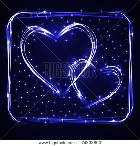Beautiful and fun hand drawn plasma or neon hearts intersecting with different light effects, perfect for love celebration.