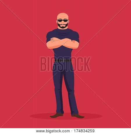 Man security guard of night club. Security man vector stock.