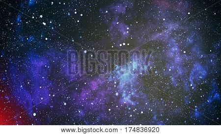 Deep space background with stardust and shining star. Milky way cosmic background. Star dust and pixie dust glitter space backdrop. Space stars and planet conceptual image.