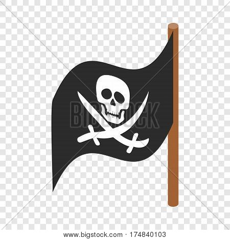 Pirate flag isometric icon 3d on a transparent background vector illustration