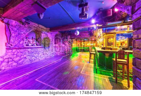 MOSCOW - AUGUST 2014: Interior of the Mexican nightclub restaurant 