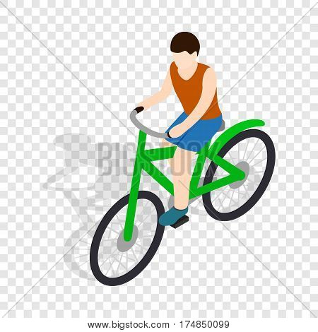 Cyclist riding a bike isometric icon 3d on a transparent background vector illustration