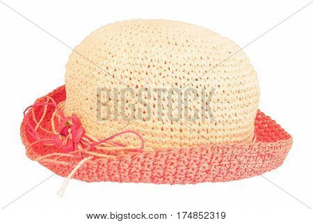 summer straw hat isolated on white background