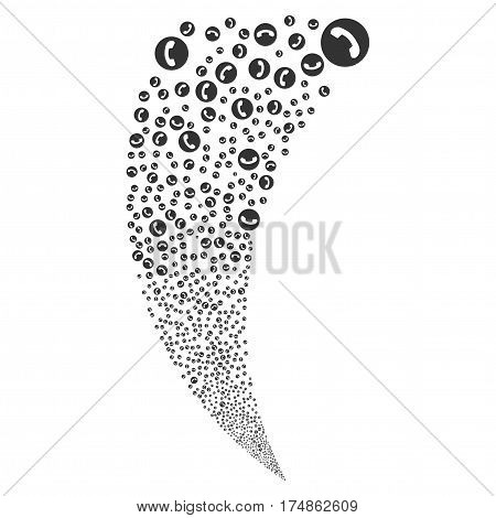 Phone Number random fireworks stream. Vector illustration style is flat gray iconic symbols on a white background. Object fountain done from scattered symbols.