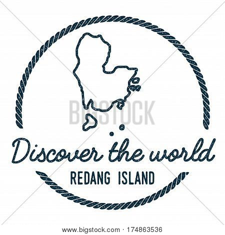 Redang Island Map Outline. Vintage Discover The World Rubber Stamp With Island Map. Hipster Style Na