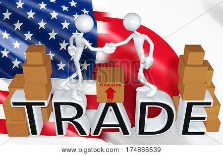Trade Concept With The Original 3D Characters Illustration