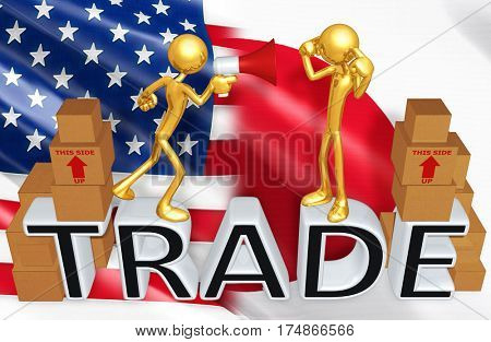 Trade Concept With The Original 3D Characters Illustration