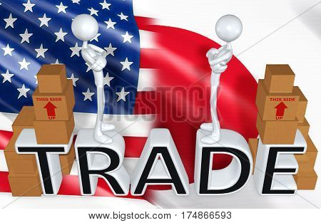 Trade Concept With The Original 3D Characters Illustration