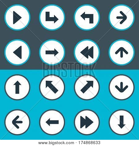 Vector Illustration Set Of Simple Indicator Icons. Elements Indicator, Upward Direction, Pointer And Other Synonyms Right, Pointing And Rearward.