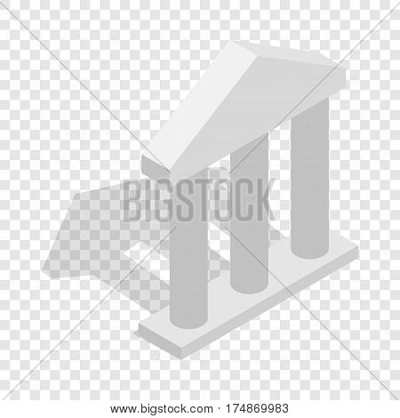 Building facade with three pillars isometric icon 3d on a transparent background vector illustration