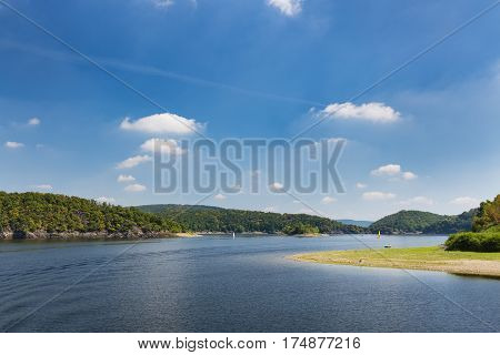View Along Rursee In Summer, Germany