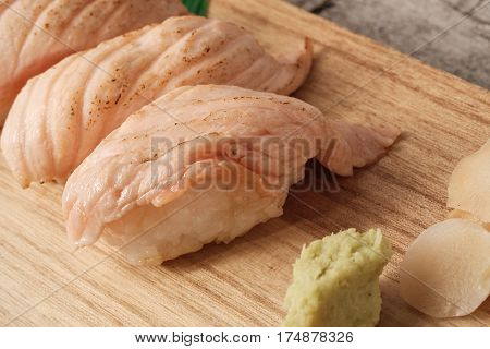 Salmon Aburi Sushi Or Salmon Burn