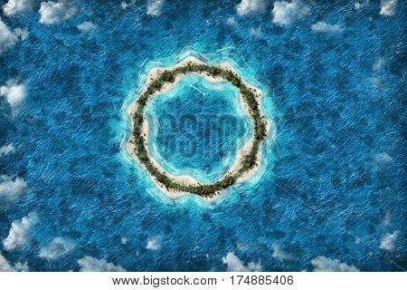 Island circle shape travel destination