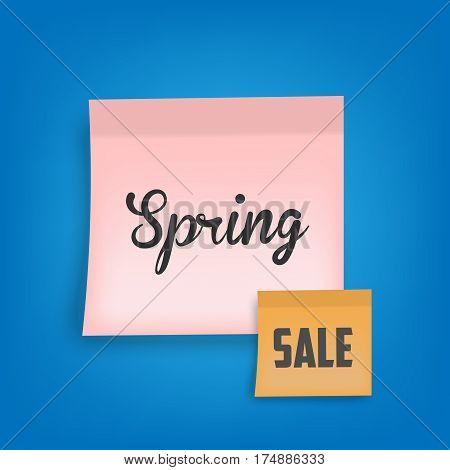 Spring sale, pink sticky. chamomile. Vector illustration
