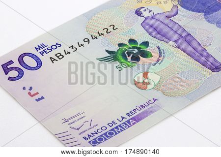 Fifty Thousand Colombian Pesos Bill Issued on 2016