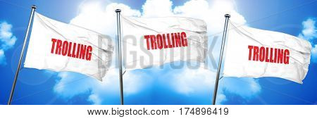 Trolling internet background, 3D rendering, triple flags