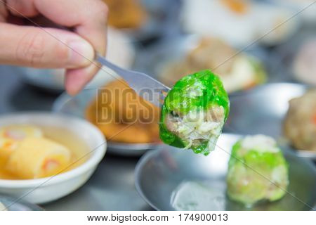 Dimsum set in steel plate chinese food.