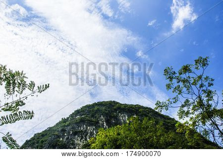 The karst mountains and rural scenery in summmer