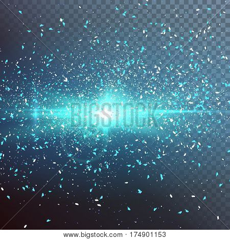 Illustration of Outer Space Exlosion Vector Effect. Confetti Particle Fragments with Vector Explosion. Happy Birthday Vector Confetti Dust