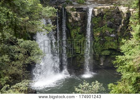 Waterfall that flows down from a bedrock in Kagoshima