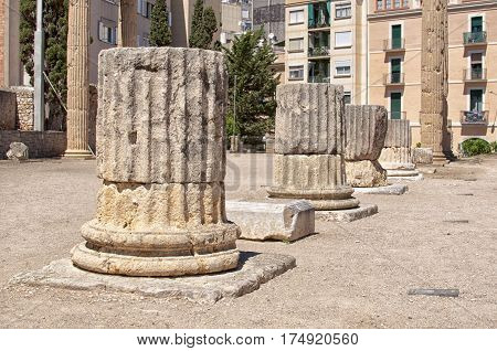 Roman ruins in tarraco forum (Tarragona Catalonia Spain Europe)