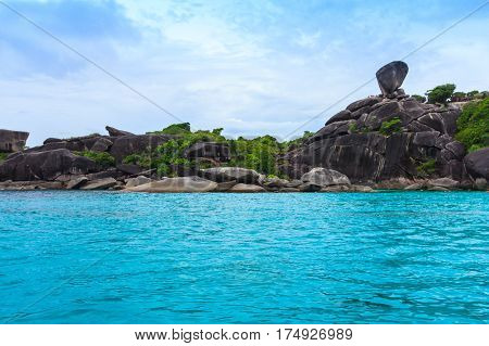 Sailing Rock (Donald Duck Rock) and beautiful tropical sea of Similan island Phang-nga Thailand