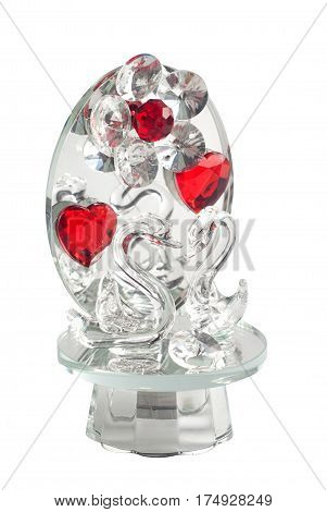 Crystal Swan Isolated On White Background,