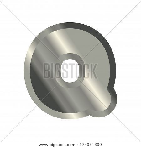 Letter Q Steel Font. Metal Alphabet Sign. Iron Abc Symbol. Chromium Lettering. Silver Typography