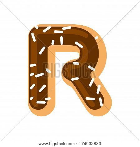 Letter R Donut Font. Doughnut Alphabet. Sweet Lettering. Candy Abc Sign