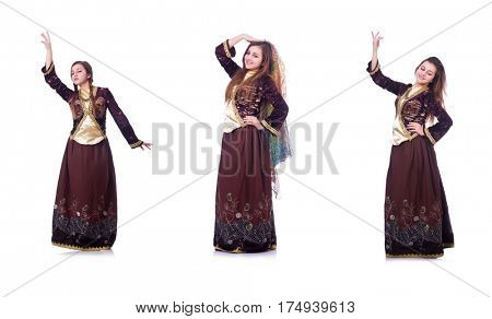 Young lady dancing traditional azeri dance
