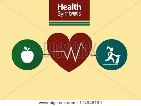 Nine icons symbolizing healthy hearts design vector