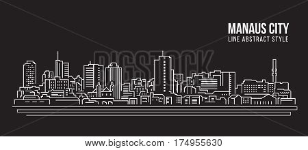 Cityscape Building Line art Vector Illustration design - Manaus city