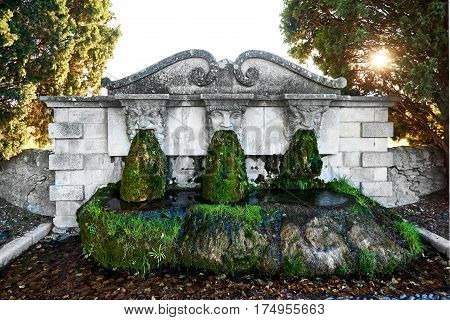 Lourmarin fountain. Listed as the most beautiful villages of France. Provence-Alpes-Cote d'Azur.