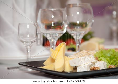 Glasses With A Cheese Plate