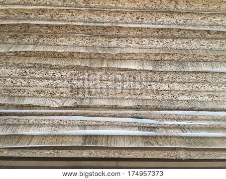 Wood grain and melamine surface on side view.