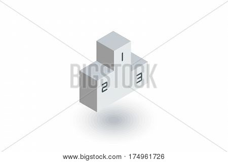 Empty Winners Podium, First, Second, Third Place, Award Ceremony isometric flat icon. 3d vector colorful illustration. Pictogram isolated on white background