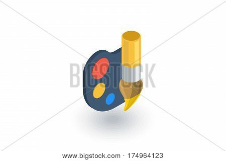 palette and brush isometric flat icon. 3d vector colorful illustration. Pictogram isolated on white background