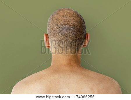 A Man Back View with Skinhead