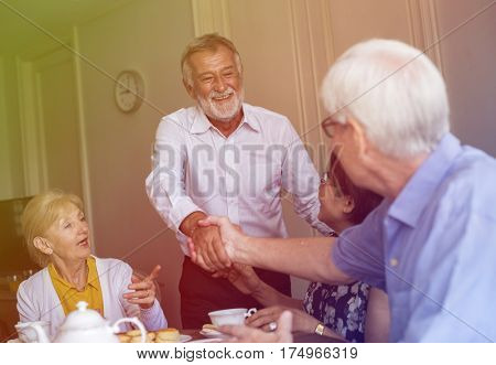 Photo Gradient Style with Senior Lifestyle Tea Break Togetherness