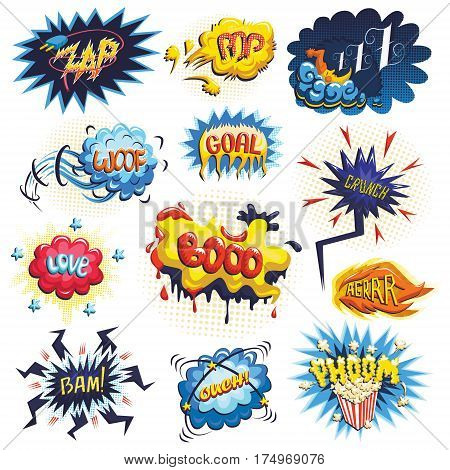 set of comics icons. Explosion bubbles. Comic book explosion set