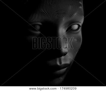 artificial face, 3d illustration 