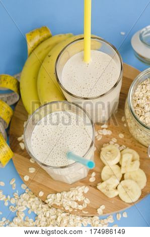 Useful banana smoothie with oatmeal ,vegetarian breakfasts