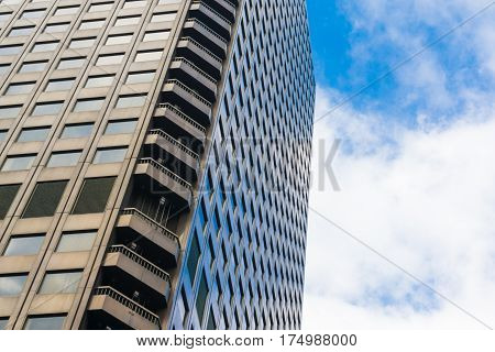 Commercial Tower Building Window With Blue Sky
