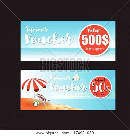 Collection of summer sale gift voucher template vector illustration eps10
