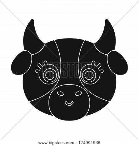 Cow muzzle icon in black design isolated on white background. Animal muzzle symbol stock vector illustration.
